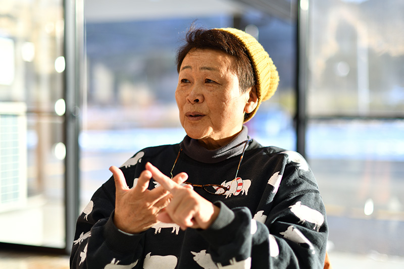 原発事故当時の話をする菅野みずえさん ©Ryohei Kataoka/Greenpeace