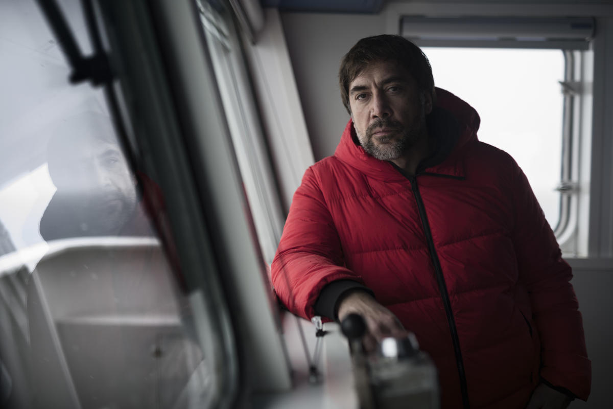 Actor Javier Bardem onboard the Arctic Sunrise in the Antarctic. &copy; Christian &Aring;slund / Greenpeace