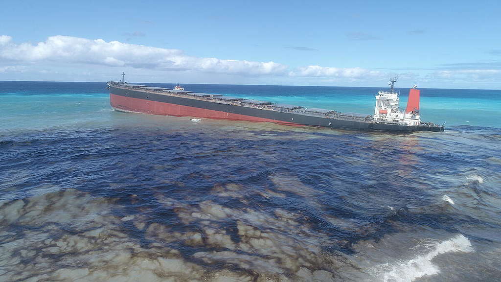 Mauritius Indian Ocean oil spill. Copyright unknown