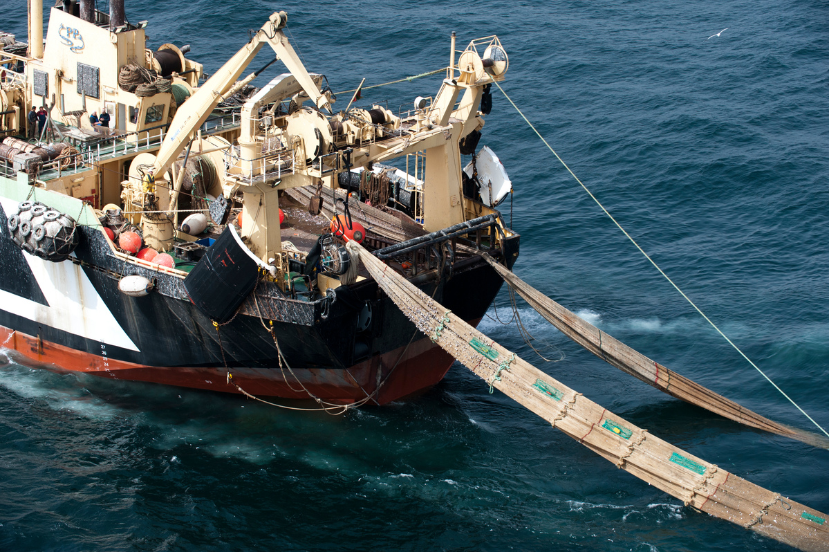 The Margiris KL749 Super Trawler near Mauritania. © Pierre Gleizes / Greenpeace