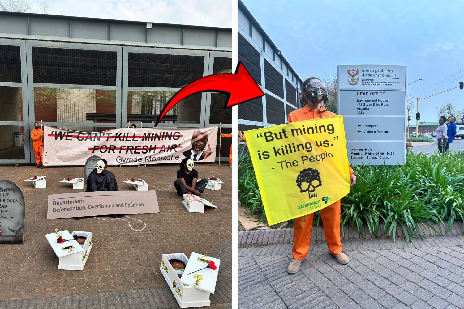 Greenpeace Africa and communities demand action on deadly air pollution as activists stage symbolic protest at DFFE