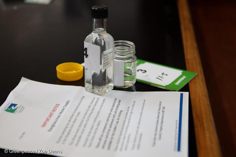 Piece of paper with water samples