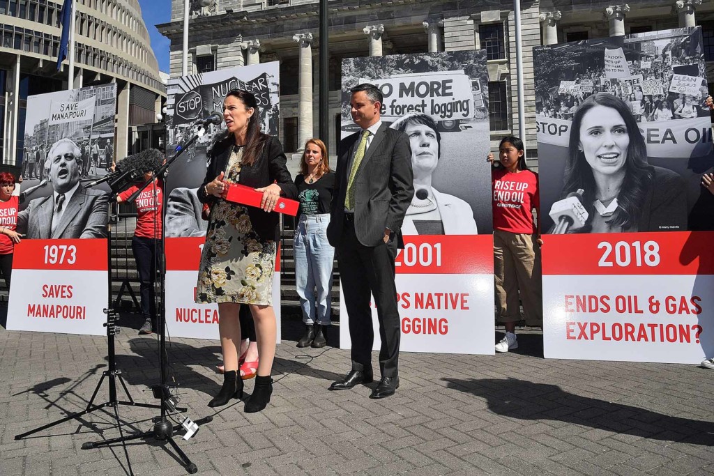 Jacinda Ardern accepts Greenpeace petition ahead of announcing the ban on awarding new oil and gas exploration permits Jacinda Ardern accepts Greenpeace petition ahead of announcing the ban on awarding new oil and gas exploration permits