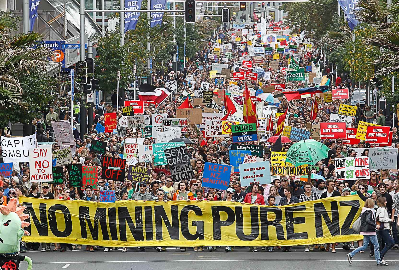 Thousands march in the street to 'stop mining pure NZ'