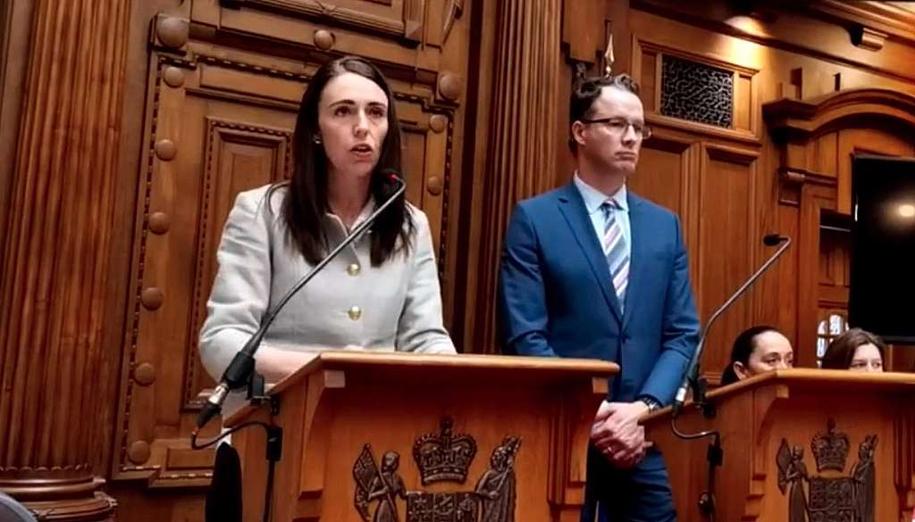 Prime Minister Jacinda Ardern alongside Dairy NZ's Tim Mackle