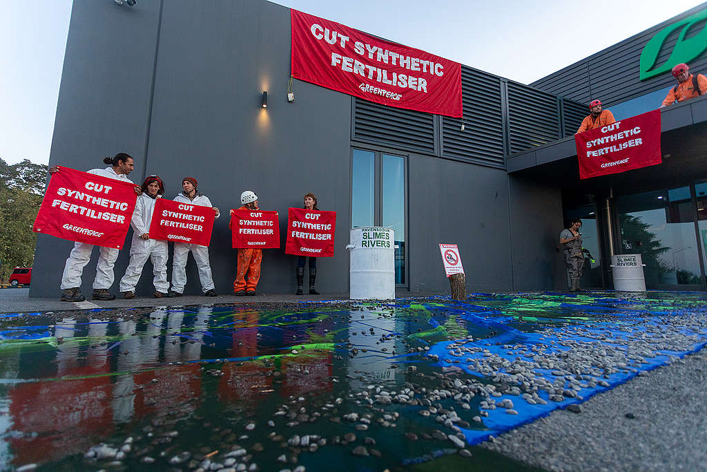 Ravensdown Christchurch HQ slimed by Greenpeace