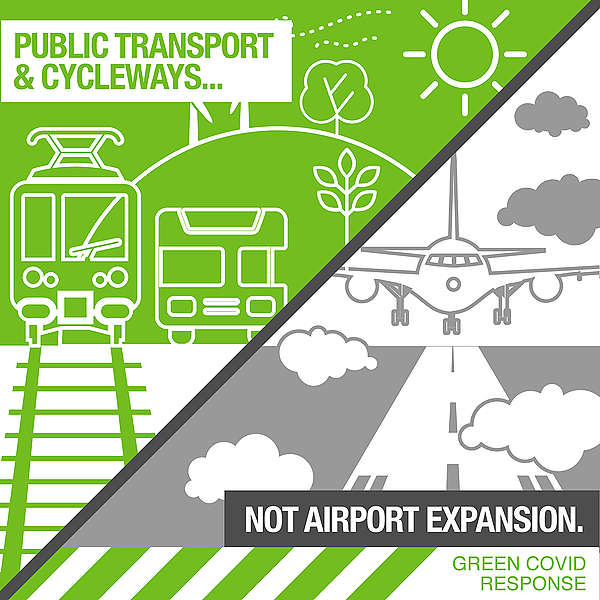 The Covid coronavirus economic stimulus infrastructure package must build public transport and cycleways, not airport expansion