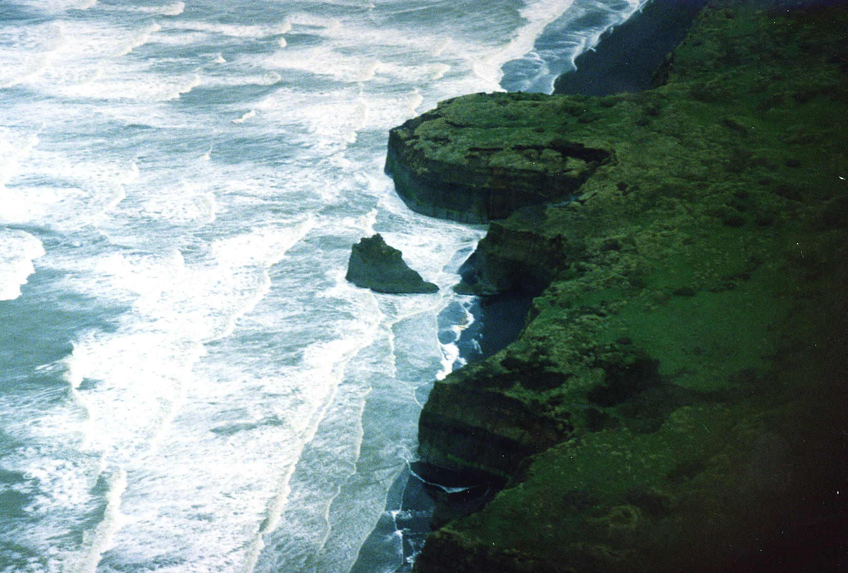 An aerial shot of the Taranaki coast near Patea