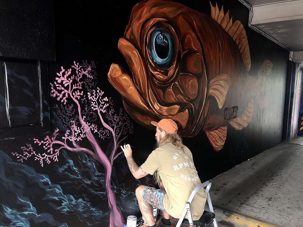 An orange roughy and bubblegum coral are the subject of a new mural just completed in central Auckland, as the New Zealand government faces renewed pressure to ban bottom trawling on seamounts. 