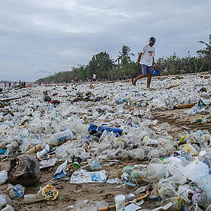 Plastic Trash at Bali's Kuta Beach.
