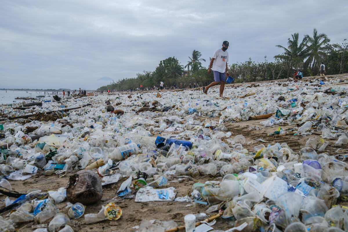 Plastic Trash at Bali's Kuta Beach.