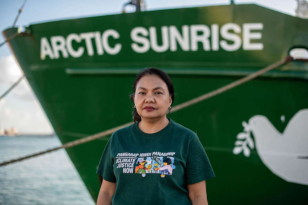Virginia Llorin, spokesperson from the Philippines in Las Palmas, Gran Canaria.
© Chris J Ratcliffe / Greenpeace