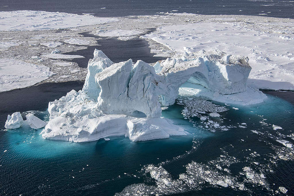 Aerial view taken off James Ross Island in the Weddell Sea, in the Antarctic (see GPS).