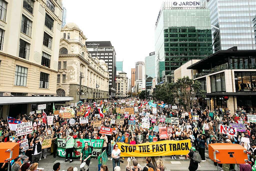 Over 20,000 marched down Queen Street to protest the Government's Fast Track Bill Over 20,000 marched down Queen Street to protest the Government's Fast Track Bill