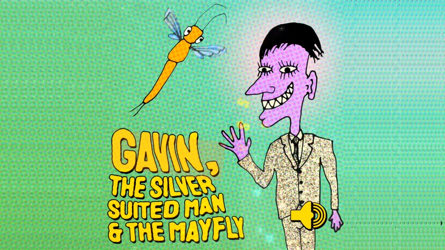 Gavin and the silver-suited man