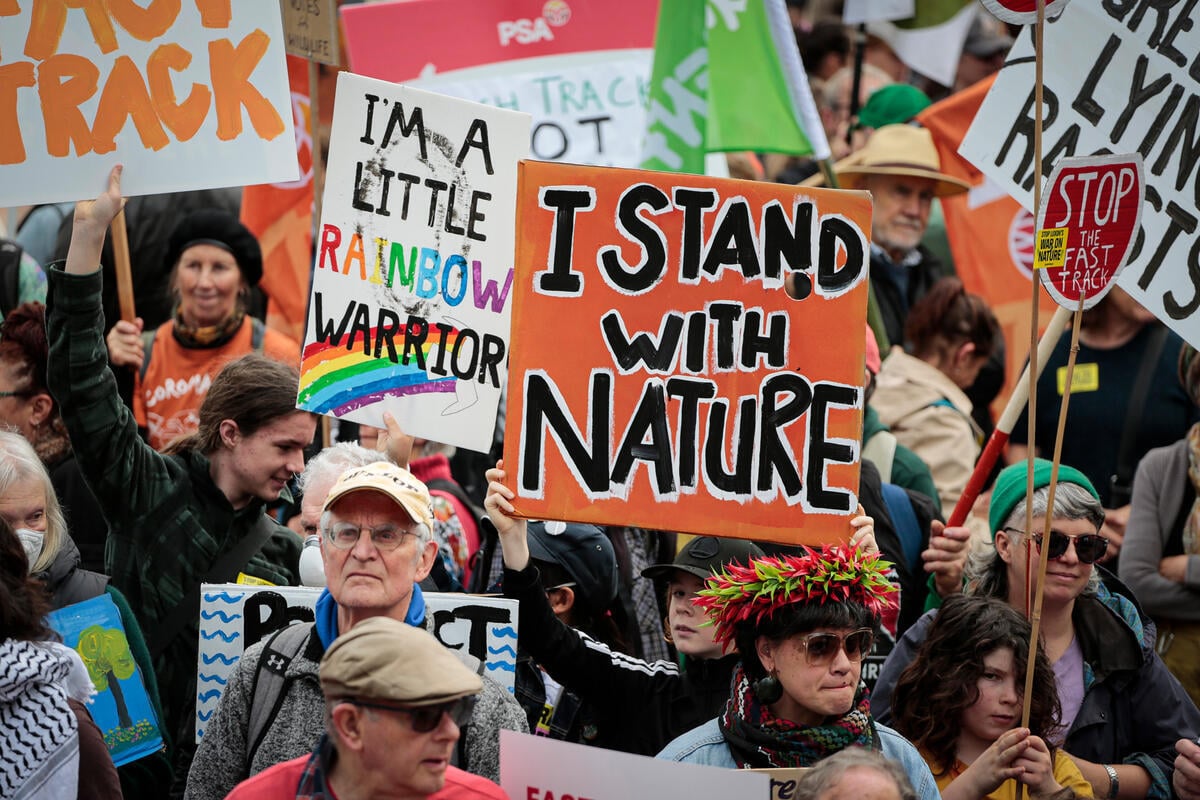 I stand with nature placard at the March for Nature