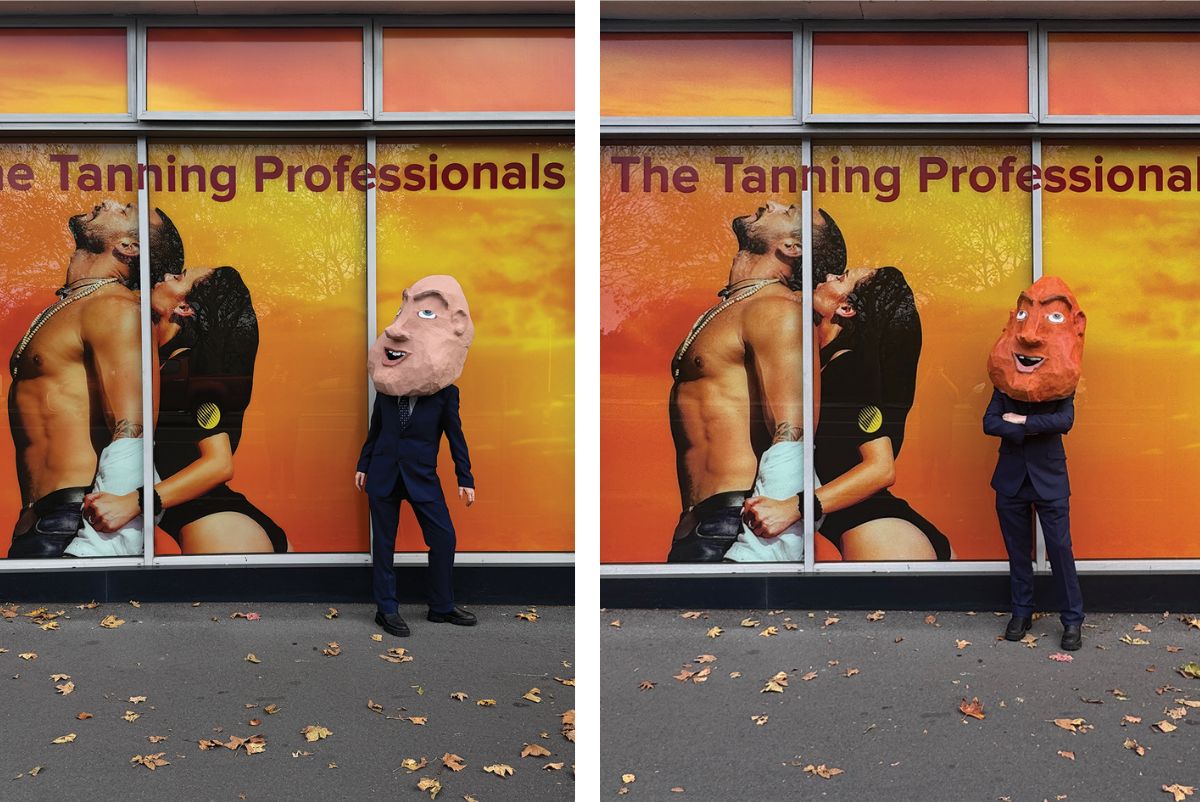 Christopher Luxon before getting a spray tan and after getting a spray tan.