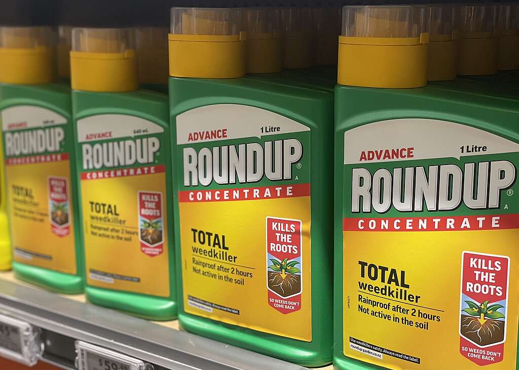 Bottles of roundup on a shelf