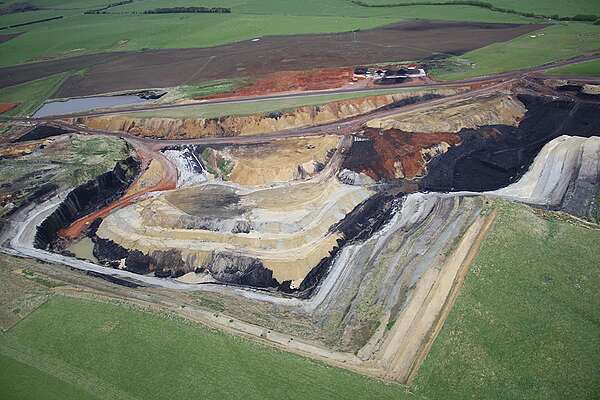 Aerial shot of lignite mine