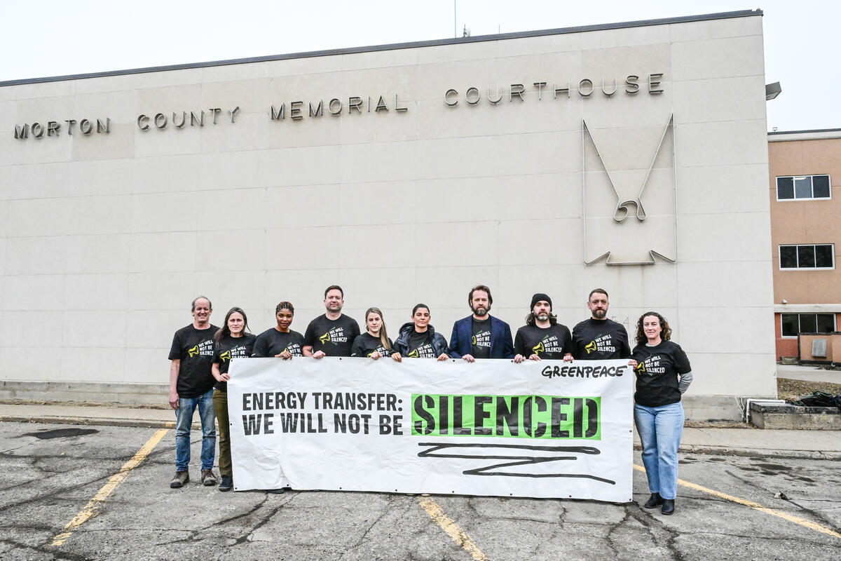 Greenpeace Team at Energy Transfer vs Greenpeace Trial In North Dakota. © Stephanie Keith / Greenpeace
