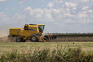 Máquina passando no campo