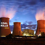 Projection on the Bobov dol Coal Power Plant in Bulgaria. © Mitja  Kobal
