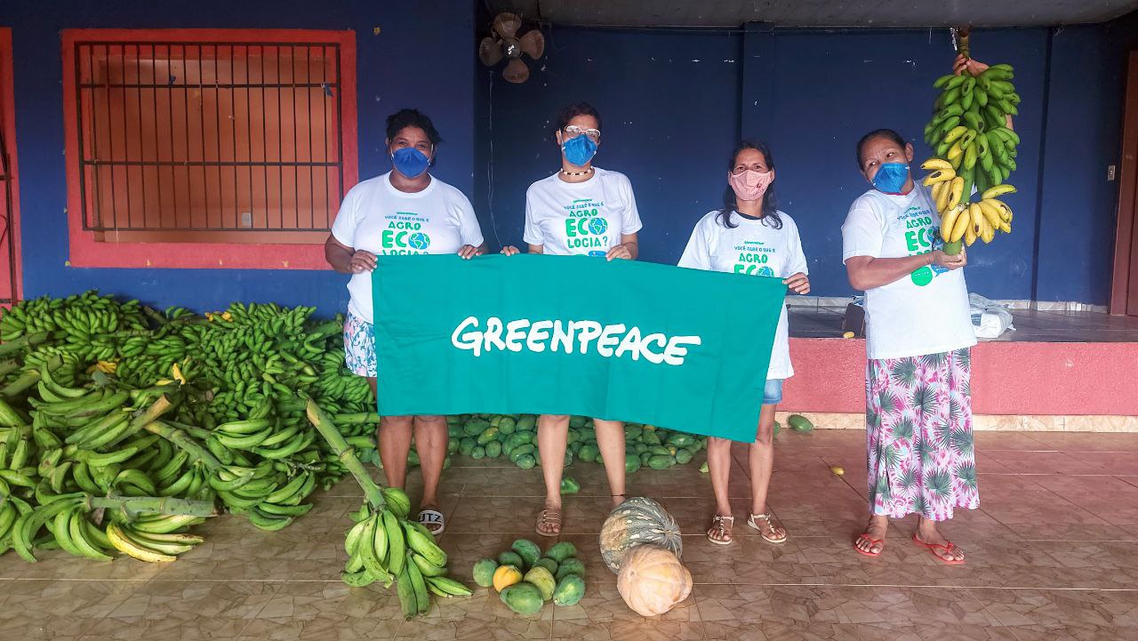 Voluntários em Altamira ajudando na entrega de alimentos agroecológicos