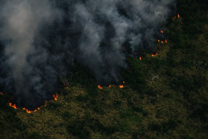Greenpeace Brasil sobrevoa a Amazônia e            flagra o avanço do fogo sobre a floresta