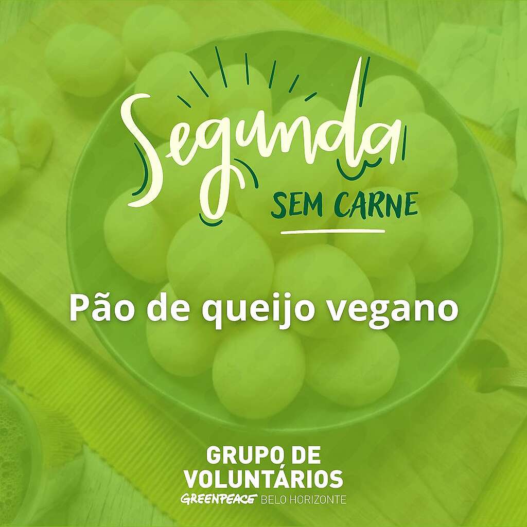 Arte com foto de pão de queijo para a campanha Segunda sem Carne