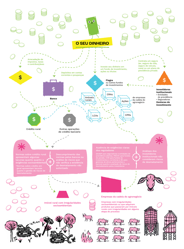 fluxos financeiros que estão bancando o agronegócio e o desmatamento e irregularidades socioambientais. Crédito rural, Fiagro, Plano safra