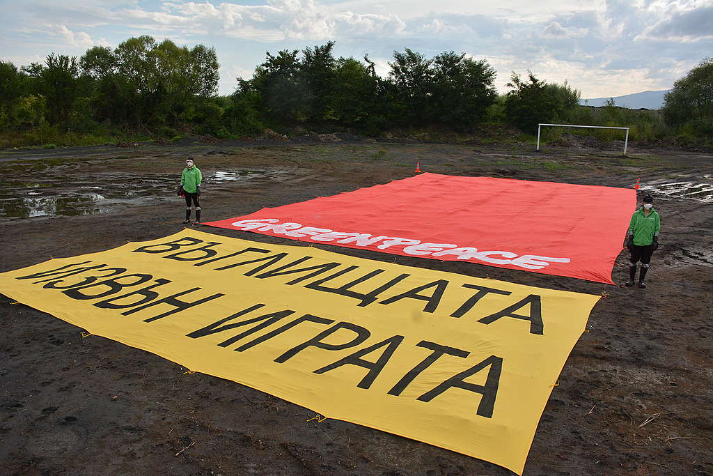 Червен картон за въглищната индустрия, гр. Перник, 7 август 2020 © Tihomira Metodieva/ Greenpeace