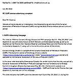 Greenpeace and Democracy Watch request for an investigation of CAPP advertising campaign