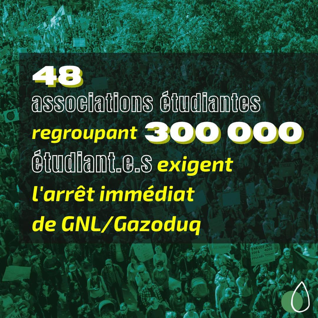 300,000 students demand the immediate shutdown of the GNL Québec project