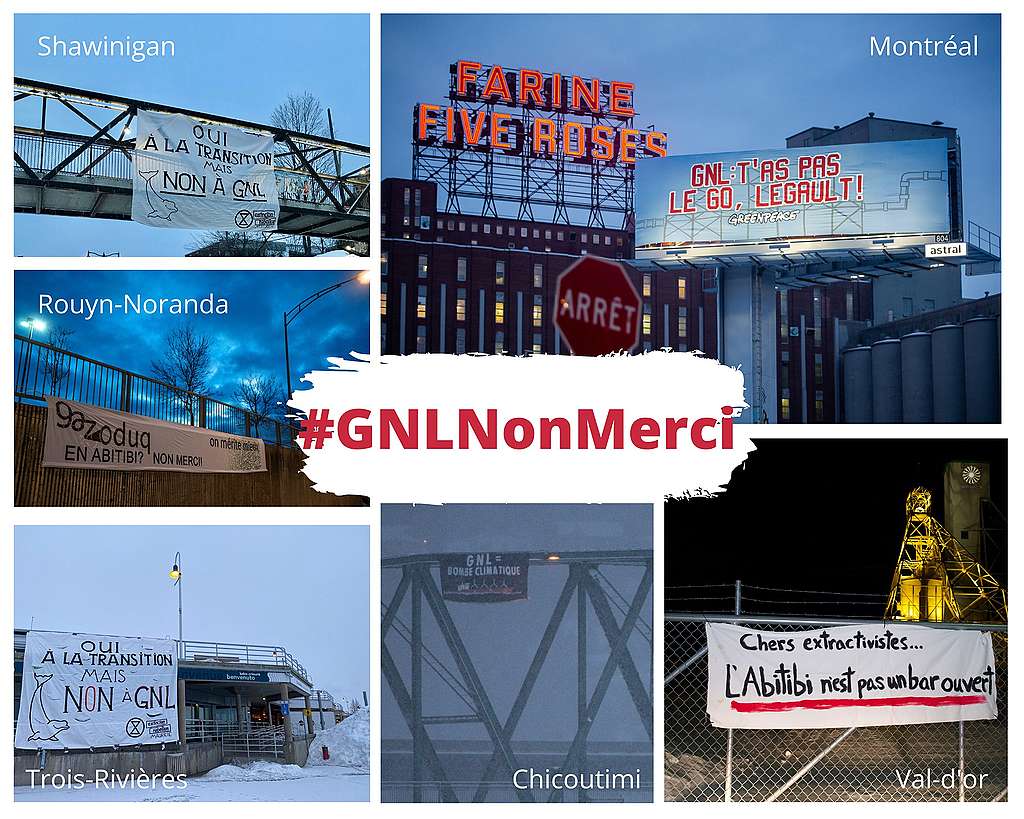 Banni&egrave;res d&eacute;ploy&eacute;es aux quatre coins de la province contre GNL Qu&eacute;bec