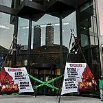 BREAKING: Greenpeace activists disrupt business as usual in Toronto’s financial district calling on Canadian banks to stop funding climate chaos and injustice