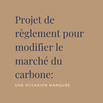 Projet de règlement pour modifier le marché du carbone: une occasion manquée