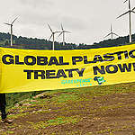 Action in support of a Global Plastics Treaty at the Ngong Hills in Nairobi, Kenya. © Paul Basweti / Greenpeace