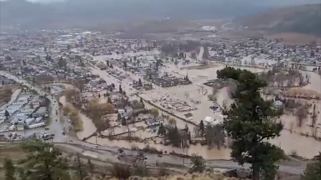 Flooding in Merritt, British Columbia on November 17, 2021