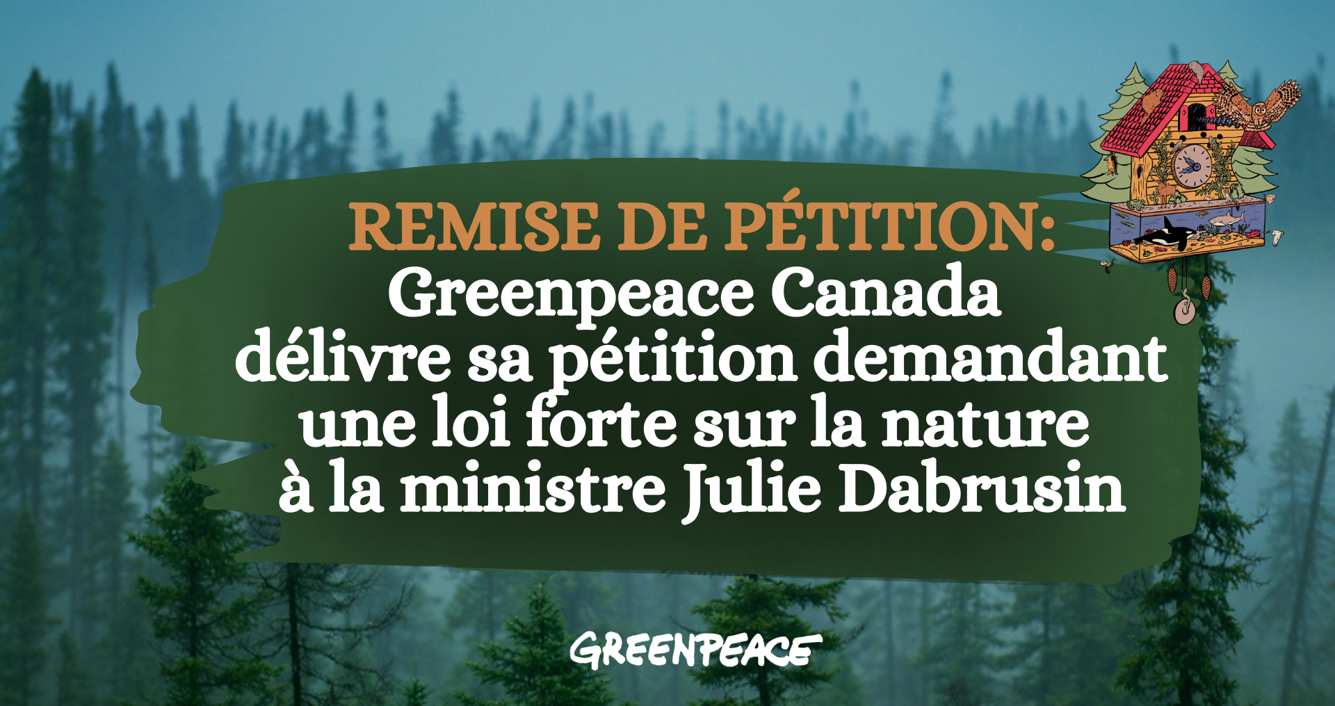 Greenpeace Canada délivre sa pétition demandant une loi forte sur la nature à la Ministre de l’Environnement, du Changement climatique et de la Nature à Ottawa, en parallèle de rencontres avec des organisations alliées pour arrêter et inverser la perte de biodiversité
