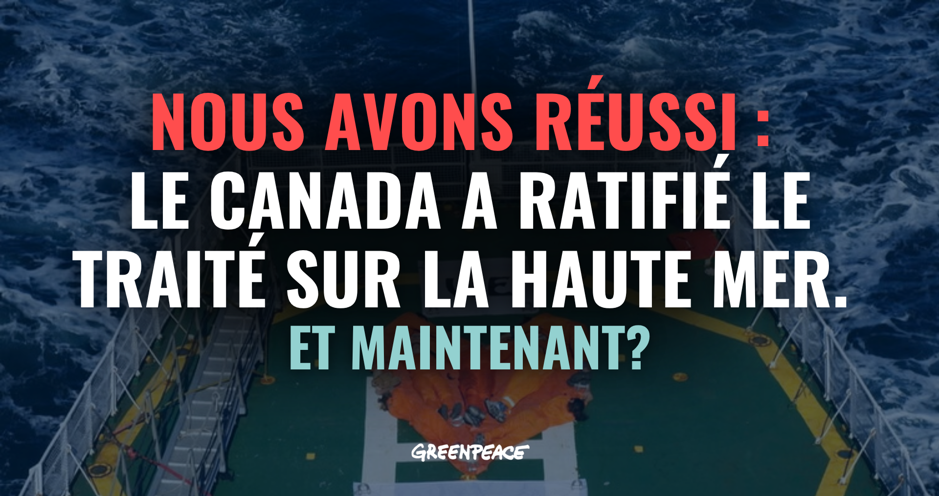 Nous avons réussi : le Canada a ratifié le Traité sur la haute mer. Et maintenant?