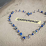 To celebrate World Oceans Day, Greenpeace volunteers paint themselves blue and create a human 'heart' banner on a beach in Giannella, Tuscany, Italy.

From Santiago to Bangkok, London to Johannesburg, Greenpeace volunteers and supporters create human waves across 23 countries to call for the protection of our seas and the creation of a network of ocean sanctuaries covering 30% of international waters by 2030.