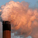 Smokestack at Eggborough Power Station, a large coal fired power station in North Yorkshire with a generating capacity of 1,960 megawatts.