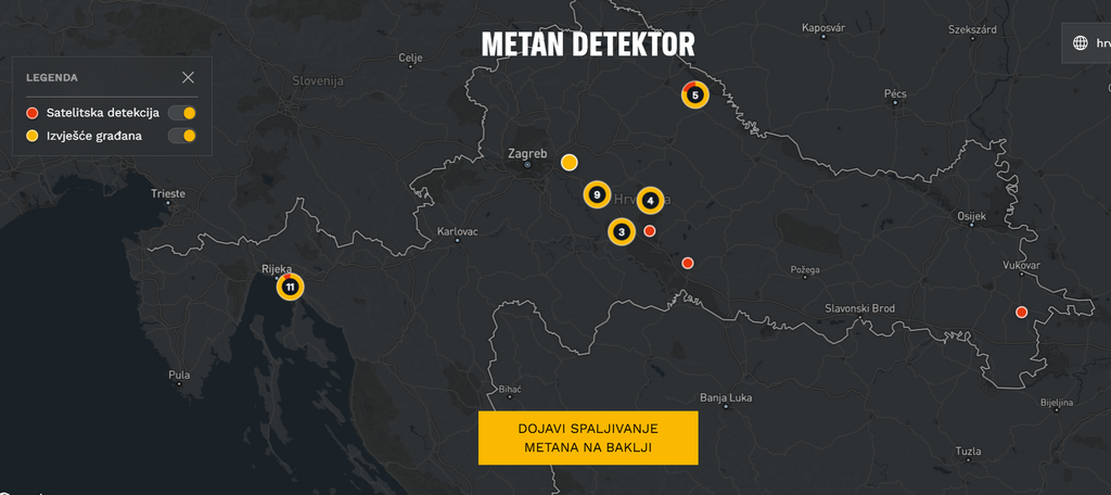 Metan detektor - interaktivna karta