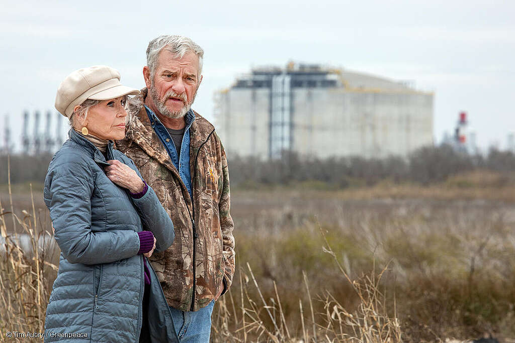 Jane Fonda Meets with John Allaire in Cameron, Louisiana