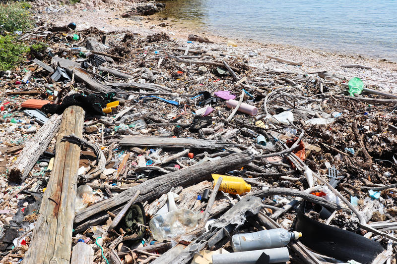 Plastic Rubbish on Adriatic Beach in Croatia