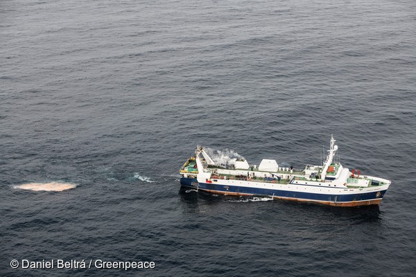 February 27th, 2018. Antarctic Peninsula, Greenpeace expedition to promote the formation of an Antarctic protected area with the MY Arctic Sunrise.Krill fishing vessels in the vicinity of Trinity Island.Photo by Daniel Beltrá for Greenpeace