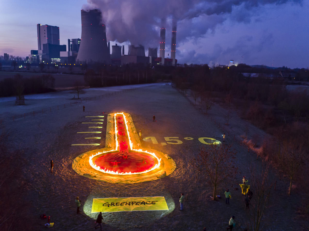 Action at Power Plant Niederaussem in Germany - Aerial View. © Lucas Wahl