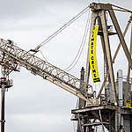 Protest against Ship with Soya Feed in Brake, Germany. © Daniel Müller / Greenpeace