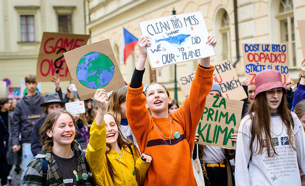 Fridays for Future Student Demonstration in Prague. © Petr Zewlakk Vrabec / Greenpeace
