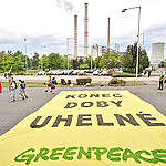 Demonstrace před elektrárnou Počerady
